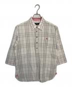BURBERRY BLACK LABELバーバリーブラックレーベル）の古着「BURBERRY BLACK LABEL 半袖シャツ」｜ホワイト×ピンク