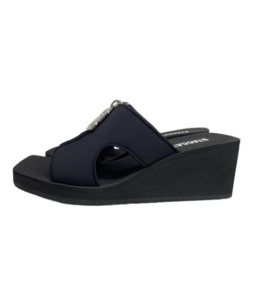 STACCATO（スタッカート）STACCATO (スタッカート) STACCATO ダイバースクエアウェッジソールサンダル ブラック サイズ:24.5cmの古着・服飾アイテム