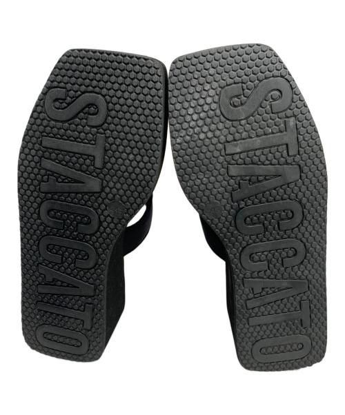 STACCATO（スタッカート）STACCATO (スタッカート) STACCATO ダイバースクエアウェッジソールサンダル ブラック サイズ:24.5cmの古着・服飾アイテム