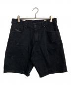 DIESELディーゼル）の古着「DIESEL ハーフデニムパンツ」｜ブラック