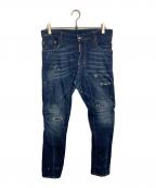 DSQUARED2ディースクエアード）の古着「DSQUARED2 ダメージ加工デニムパンツ」｜ネイビー