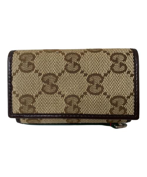 GUCCI（グッチ）GUCCI (グッチ) GUCCI キーケース ブラウン×ベージュの古着・服飾アイテム
