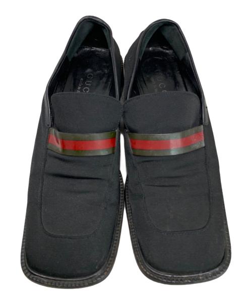 GUCCI（グッチ）GUCCI (グッチ) GUCCI ローファー ブラック×レッド サイズ:36 1/2cの古着・服飾アイテム