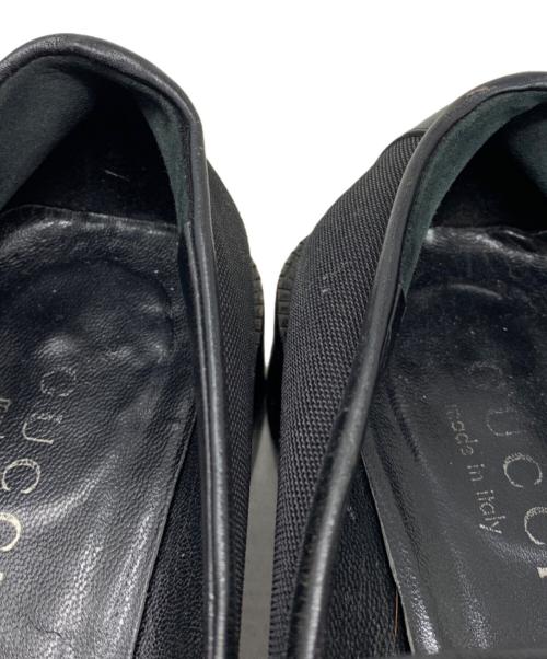 GUCCI（グッチ）GUCCI (グッチ) GUCCI ローファー ブラック×レッド サイズ:36 1/2cの古着・服飾アイテム