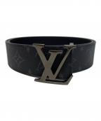 LOUIS VUITTONルイ ヴィトン）の古着「LOUIS VUITTON LVイニシャル 40MN リバーシブル モノグラム・エクリプス ベルト」｜ブラック