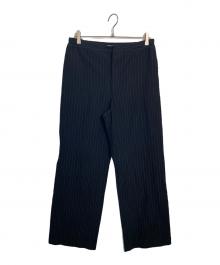 MARGARET HOWELL（マーガレットハウエル）の古着「MARGARET HOWELL WOOL LINEN PINSTRIPE パンツ」｜ブラック