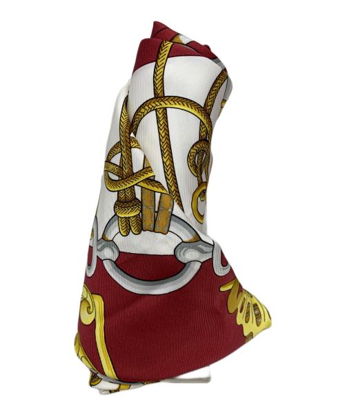 HERMES（エルメス）HERMES (エルメス) HERMES カレ90 Cliquetis スカーフ レッド×ホワイト×イエローの古着・服飾アイテム