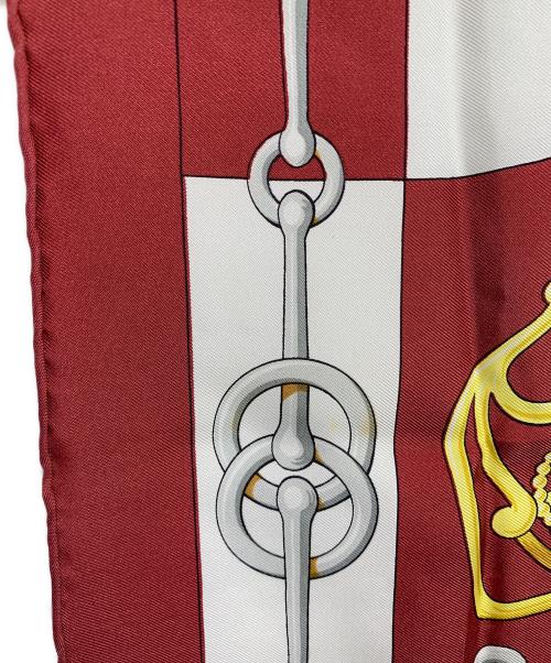 HERMES（エルメス）HERMES (エルメス) HERMES カレ90 Cliquetis スカーフ レッド×ホワイト×イエローの古着・服飾アイテム