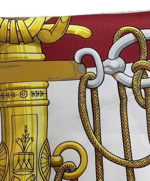 HERMES（エルメス）HERMES (エルメス) HERMES カレ90 Cliquetis スカーフ レッド×ホワイト×イエローの古着・服飾アイテム