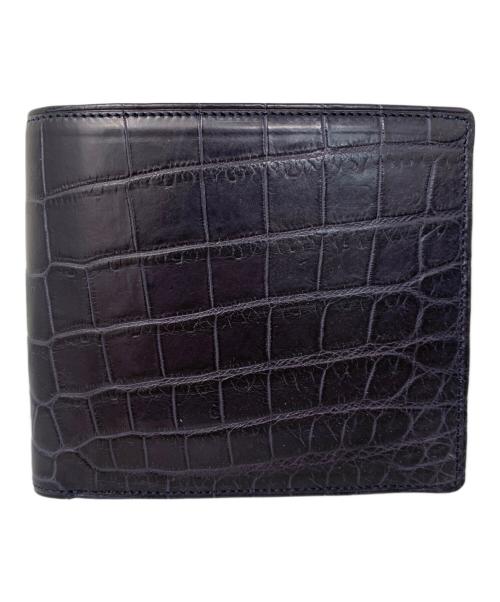 不明（不明）不明 (不明) クロコダイル 2つ折り財布 ブラックの古着・服飾アイテム