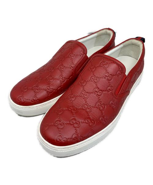 GUCCI（グッチ）GUCCI (グッチ) GUCCI スリッポン レッド×ホワイト サイズ:8 1/2の古着・服飾アイテム