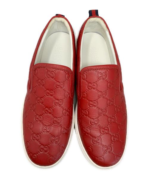 GUCCI（グッチ）GUCCI (グッチ) GUCCI スリッポン レッド×ホワイト サイズ:8 1/2の古着・服飾アイテム