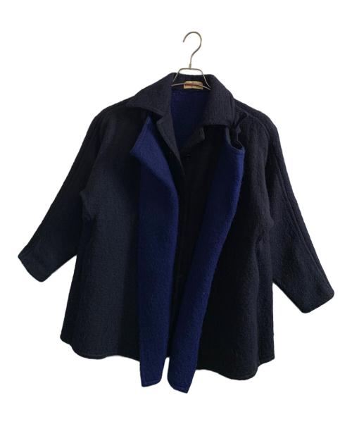 ISSEY MIYAKE（イッセイミヤケ）ISSEY MIYAKE (イッセイミヤケ) ISSEY MIYAKE ウールコート ネイビー×ブルー サイズ:9号の古着・服飾アイテム