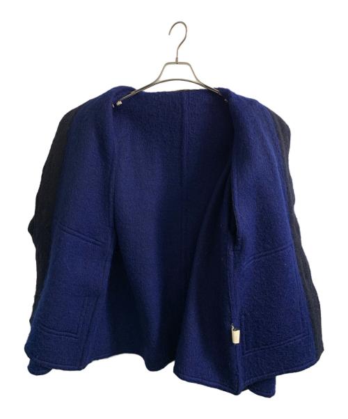 ISSEY MIYAKE（イッセイミヤケ）ISSEY MIYAKE (イッセイミヤケ) ISSEY MIYAKE ウールコート ネイビー×ブルー サイズ:9号の古着・服飾アイテム