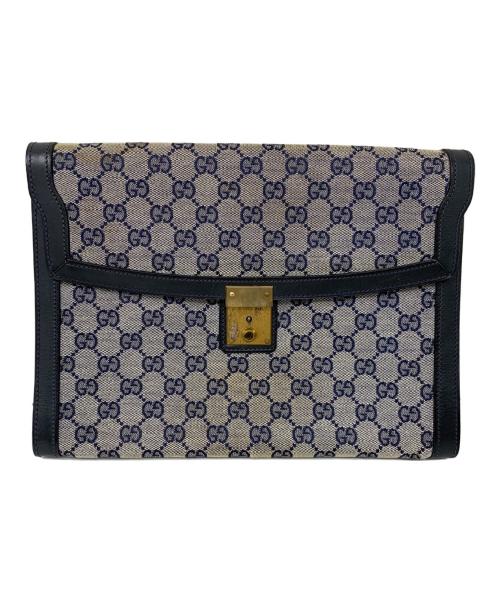 GUCCI（グッチ）GUCCI (グッチ) GUCCI OLD GUCCI クラッチバッグ グレー×ブラックの古着・服飾アイテム