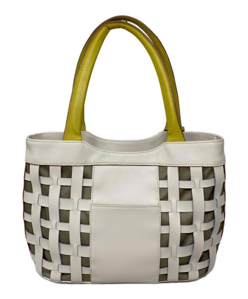 ESTINE（エスティーヌ）ESTINE (エスティーヌ) ESTINE トートバッグ ホワイト×イエローの古着・服飾アイテム