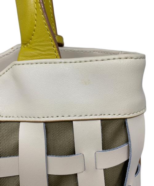 ESTINE（エスティーヌ）ESTINE (エスティーヌ) ESTINE トートバッグ ホワイト×イエローの古着・服飾アイテム