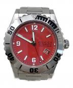 GUCCIグッチ）の古着「GUCCI パンテオン SSブレスレット リストウォッチ」｜レッド