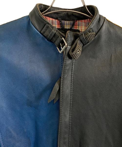 Schott（ショット）Schott (ショット) Schott レザーライダースジャケット ブラック×ホワイト×ブルー サイズ:Sの古着・服飾アイテム