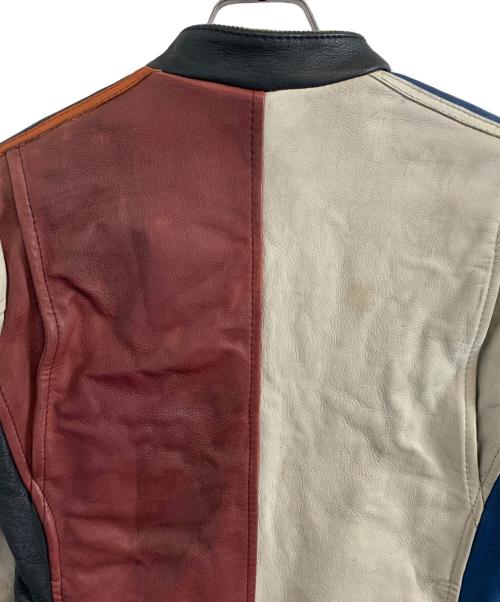 Schott（ショット）Schott (ショット) Schott レザーライダースジャケット ブラック×ホワイト×ブルー サイズ:Sの古着・服飾アイテム