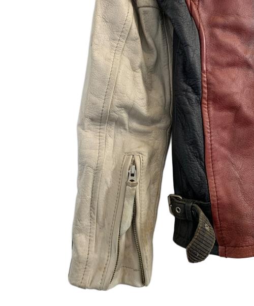 Schott（ショット）Schott (ショット) Schott レザーライダースジャケット ブラック×ホワイト×ブルー サイズ:Sの古着・服飾アイテム