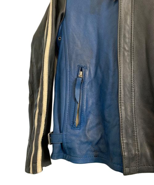 Schott（ショット）Schott (ショット) Schott レザーライダースジャケット ブラック×ホワイト×ブルー サイズ:Sの古着・服飾アイテム
