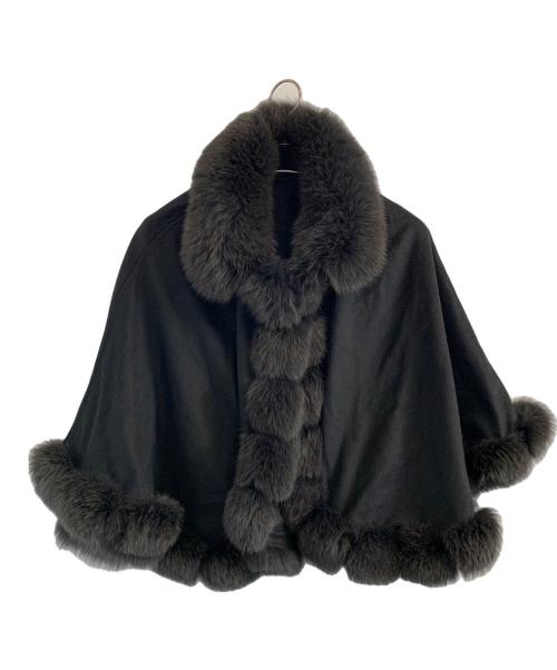SAGA FURS（サガファーズ）SAGA FURS (サガファーズ) SAGA FURS フォックスファーカシミヤポンチョ ブラック サイズ:M～Lの古着・服飾アイテム