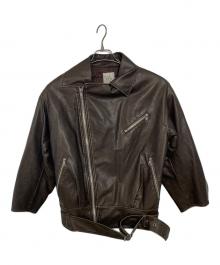 Sea Room lynn（シールームリン）の古着「ECOレザーBIGライダースダブルライダースジャケット」｜ブラウン