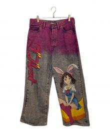 doublet（ダブレット）の古着「デニムパンツ ANIME HAND PAINTING DENIM PANTS」｜ショッキングピンク