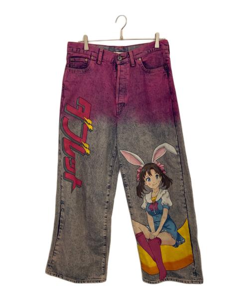 doublet（ダブレット）doublet (ダブレット) デニムパンツ ANIME HAND PAINTING DENIM PANTS ショッキングピンク サイズ:MEDIUMの古着・服飾アイテム