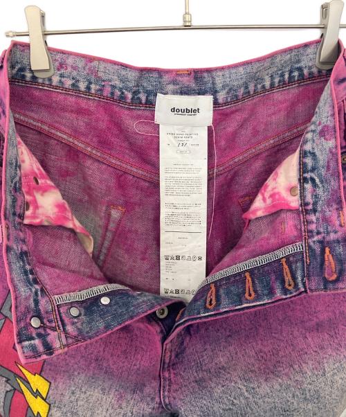 doublet（ダブレット）doublet (ダブレット) デニムパンツ ANIME HAND PAINTING DENIM PANTS ショッキングピンク サイズ:MEDIUMの古着・服飾アイテム