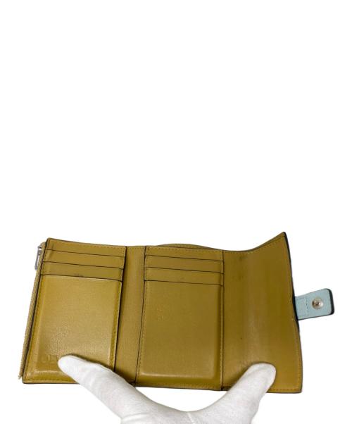 LOEWE（ロエベ）LOEWE (ロエベ) LOEWE バーティカル ウォレット スモール（ソフトグレインカーフ） 財布 スカイブルー×グリーンの古着・服飾アイテム