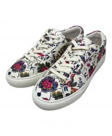 TORY BURCH（トリーバーチ）の古着「TORY BURCH Amalia Floral Print Lace Up Sneakers スニーカー」｜ホワイト×ピンク×グリーン