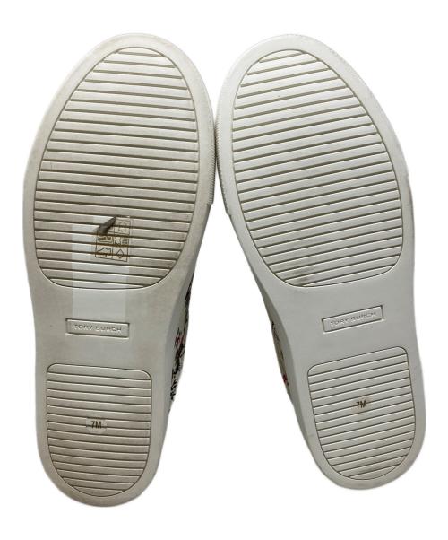 TORY BURCH（トリーバーチ）TORY BURCH (トリーバーチ) TORY BURCH Amalia Floral Print Lace Up Sneakers スニーカー ホワイト×ピンク×グリーン サイズ:7Mの古着・服飾アイテム