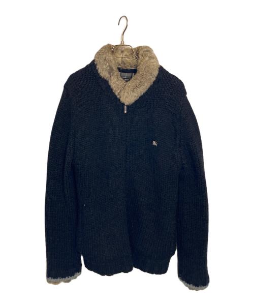 BURBERRY BLACK LABEL（バーバリーブラックレーベル）BURBERRY BLACK LABEL (バーバリーブラックレーベル) ラニットファーニットブルゾン ブラック サイズ:3の古着・服飾アイテム