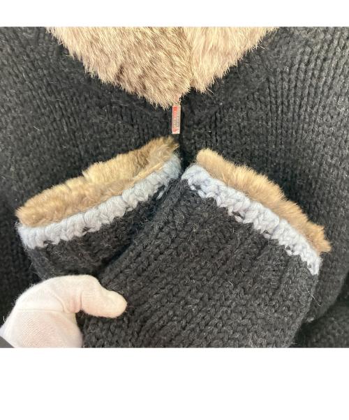 BURBERRY BLACK LABEL（バーバリーブラックレーベル）BURBERRY BLACK LABEL (バーバリーブラックレーベル) ラニットファーニットブルゾン ブラック サイズ:3の古着・服飾アイテム