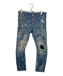 DSQUARED2（ディースクエアード）の古着「ダメージ加工デニムパンツ」｜ネイビー