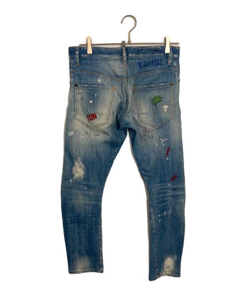 DSQUARED2（ディースクエアード）DSQUARED2 (ディースクエアード) ダメージ加工デニムパンツ ネイビー サイズ:42の古着・服飾アイテム