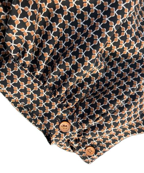 BALLSEY（ボールジィ）BALLSEY (ボールジィ) BALLSEY アイビープリント ギャザーネックワンピース 長袖ワンピース ブラック×ブラウン サイズ:36の古着・服飾アイテム