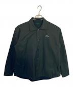 LACOSTEラコステ）の古着「LACOSTE プレーン×バッファローチェックリバーシブルシャツアウター」｜ダークグリーン