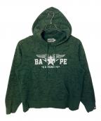 A BATHING APEア ベイシング エイプ）の古着「A BATHING APE スウェットプルパーカー」｜オリーブ