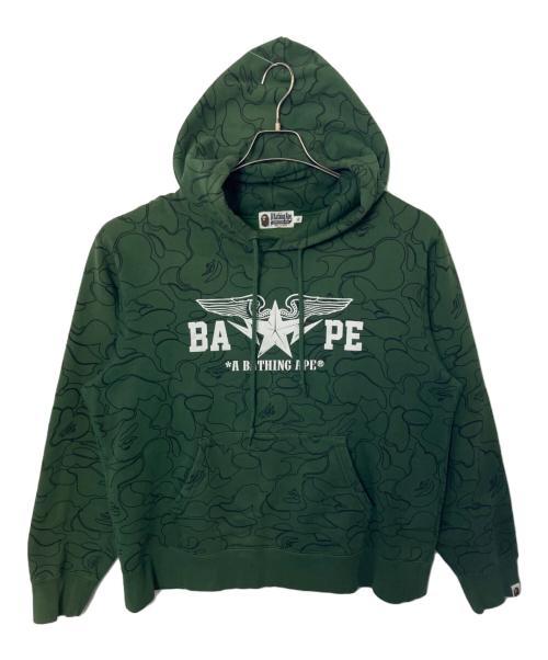 A BATHING APE（ア ベイシング エイプ）A BATHING APE (ア ベイシング エイプ) A BATHING APE スウェットプルパーカー オリーブ サイズ:XLの古着・服飾アイテム
