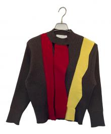 AKIRA NAKA（アキラナカ）の古着「AKIRA NAKA Adela asymmetry panel knit 厚手ニット」｜ブラウン
