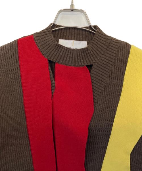 AKIRA NAKA（アキラナカ）AKIRA NAKA (アキラナカ) AKIRA NAKA Adela asymmetry panel knit 厚手ニット ブラウン サイズ:1の古着・服飾アイテム