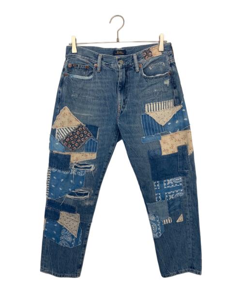 POLO RALPH LAUREN（ポロ・ラルフローレン）POLO RALPH LAUREN (ポロ・ラルフローレン) POLO RALPH LAUREN パッチワークデニムパンツ ネイビー サイズ:SIZE 68.5cm (W27)の古着・服飾アイテム