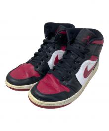 NIKE（ナイキ）の古着「NIKE NIKE AIR JORDAN 1 MID "BLACK/RED/WHITE" ハイカットスニーカー」｜ブラック×バイオレット