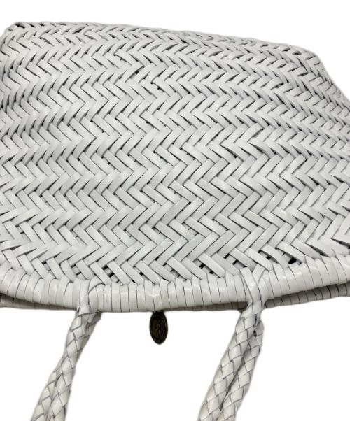 DRAGON（ドラゴン）DRAGON (ドラゴン) DRAGON レザーメッシュトートバッグ ホワイトの古着・服飾アイテム