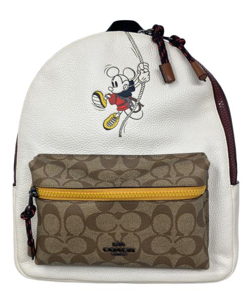 COACH（コーチ）COACH (コーチ) Disney (ディズニー) COACH Disney 日本限定ディズニーコラボ リュック ベージュ×アイボリーの古着・服飾アイテム