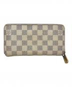 LOUIS VUITTONルイ ヴィトン）の古着「LOUIS VUITTON ダミエ・アズール ジッピー ウォレット ラウンドファスナー財布」｜ベージュ×ブラック