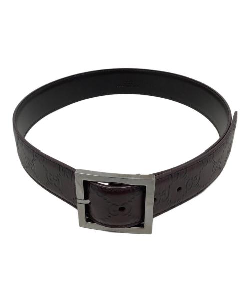 GUCCI（グッチ）GUCCI (グッチ) GUCCI グッチシマ レザーベルト ダークブラウン サイズ:80/32の古着・服飾アイテム